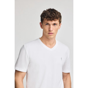 Camiseta blanca de manga corta y cuello de pico con bordado Rigby Best