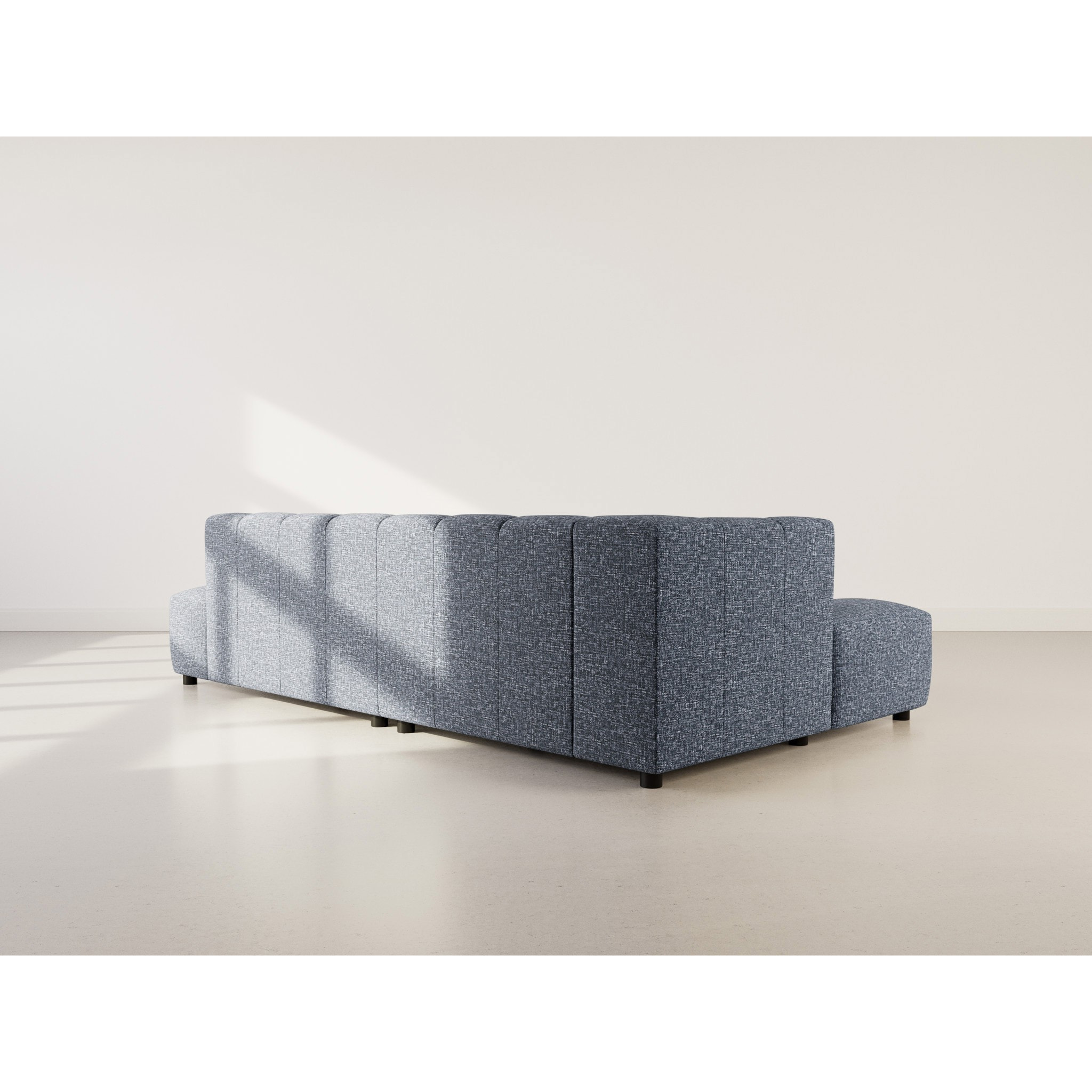 Curtis - canapé d'angle gauche 4 places sans accoudoir en tissu texturé - Bleu