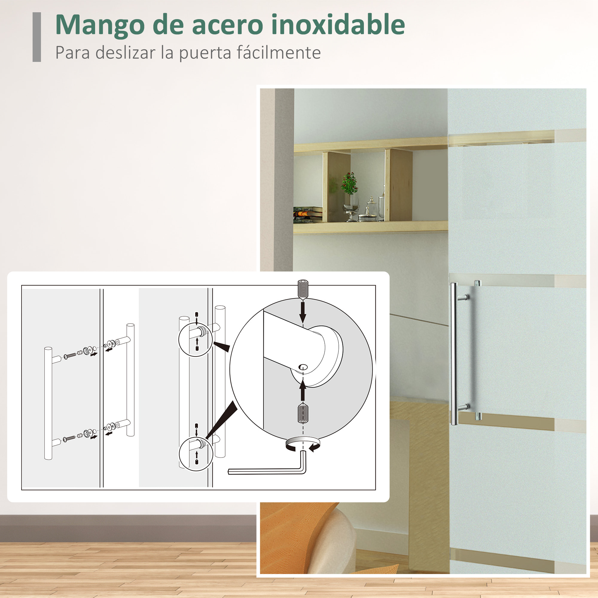 Puerta Corrediza de Vidrio Puerta Corredera Deslizante de Cristal Seguridad 77,5x205 cm