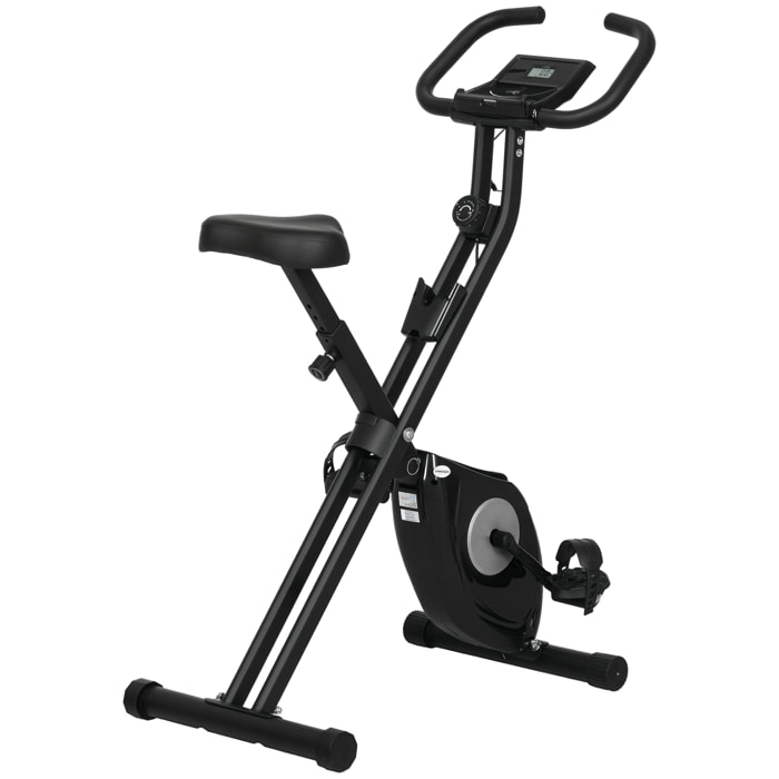 Bicicleta Estática Plegable con 8 Niveles de Resistencia Magnética Bicicleta de Ejercicio Fitness con Pantalla LCD y Asiento Regulable para Casa Oficina 43x85x109 cm Negro