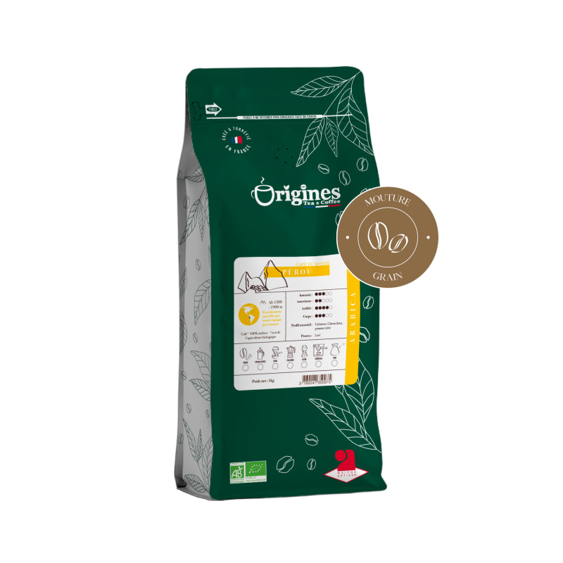 Café Bio Pérou - Pur Arabica - Grain 1 kg