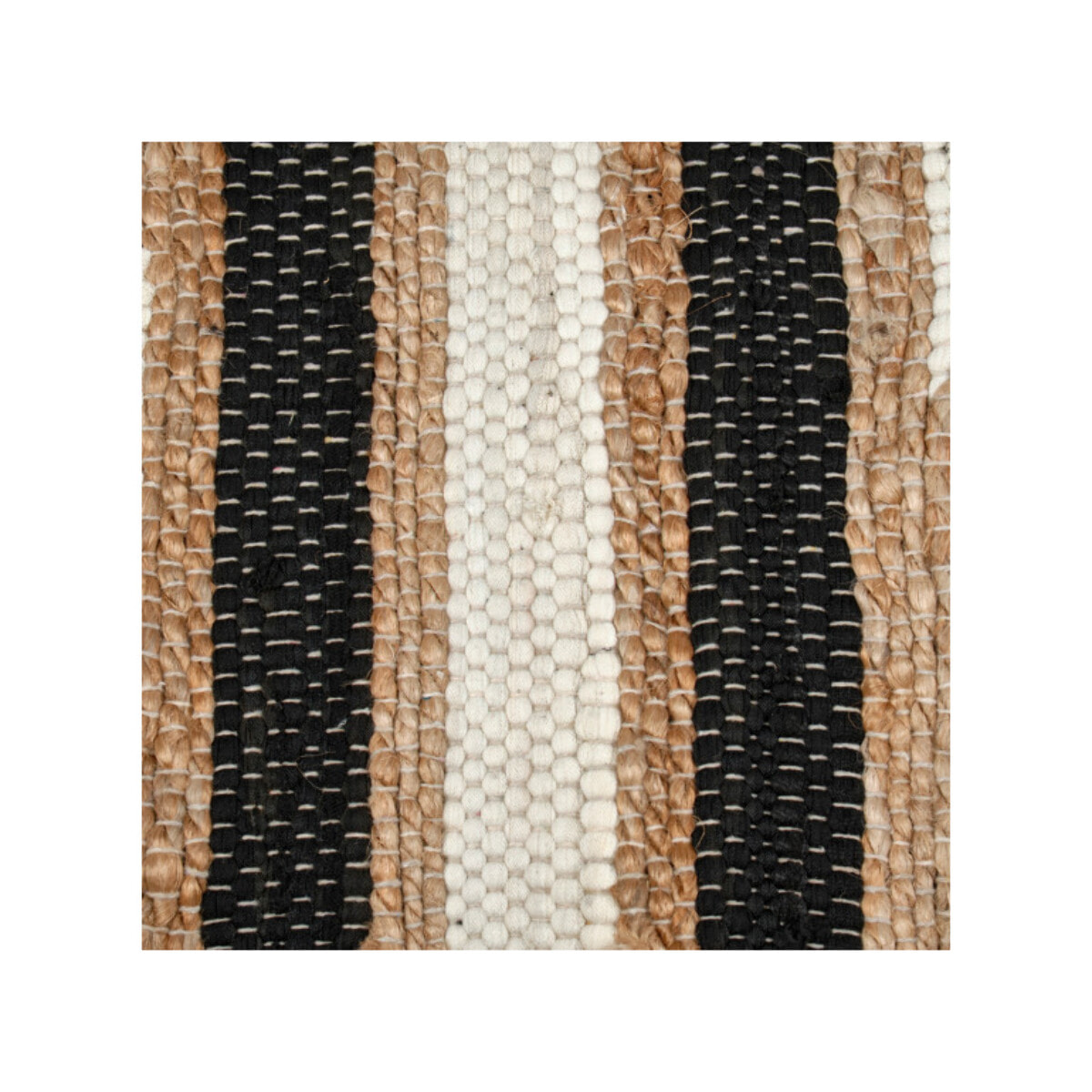 Tapis en jute et coton noir et blanc au style bohème - INES