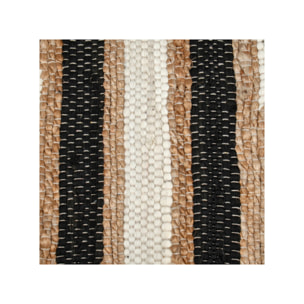 Tapis en jute et coton noir et blanc au style bohème - INES