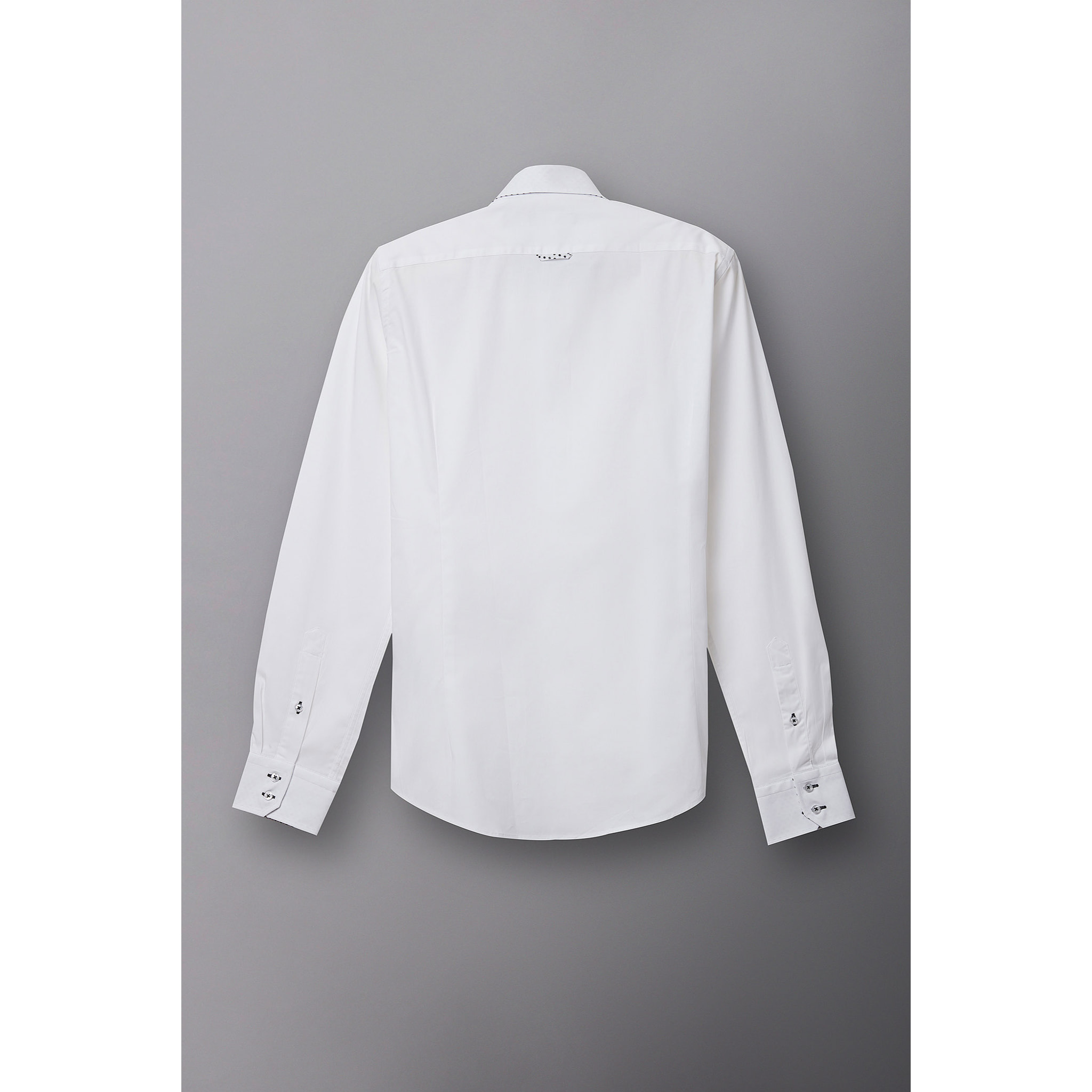Camicia Uomo 2 Bottoni Button Down Slim Popeline Stretch Unito Bianco