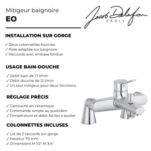 Mitigeur baignoire mécanique Eo chromé avec colonnettes