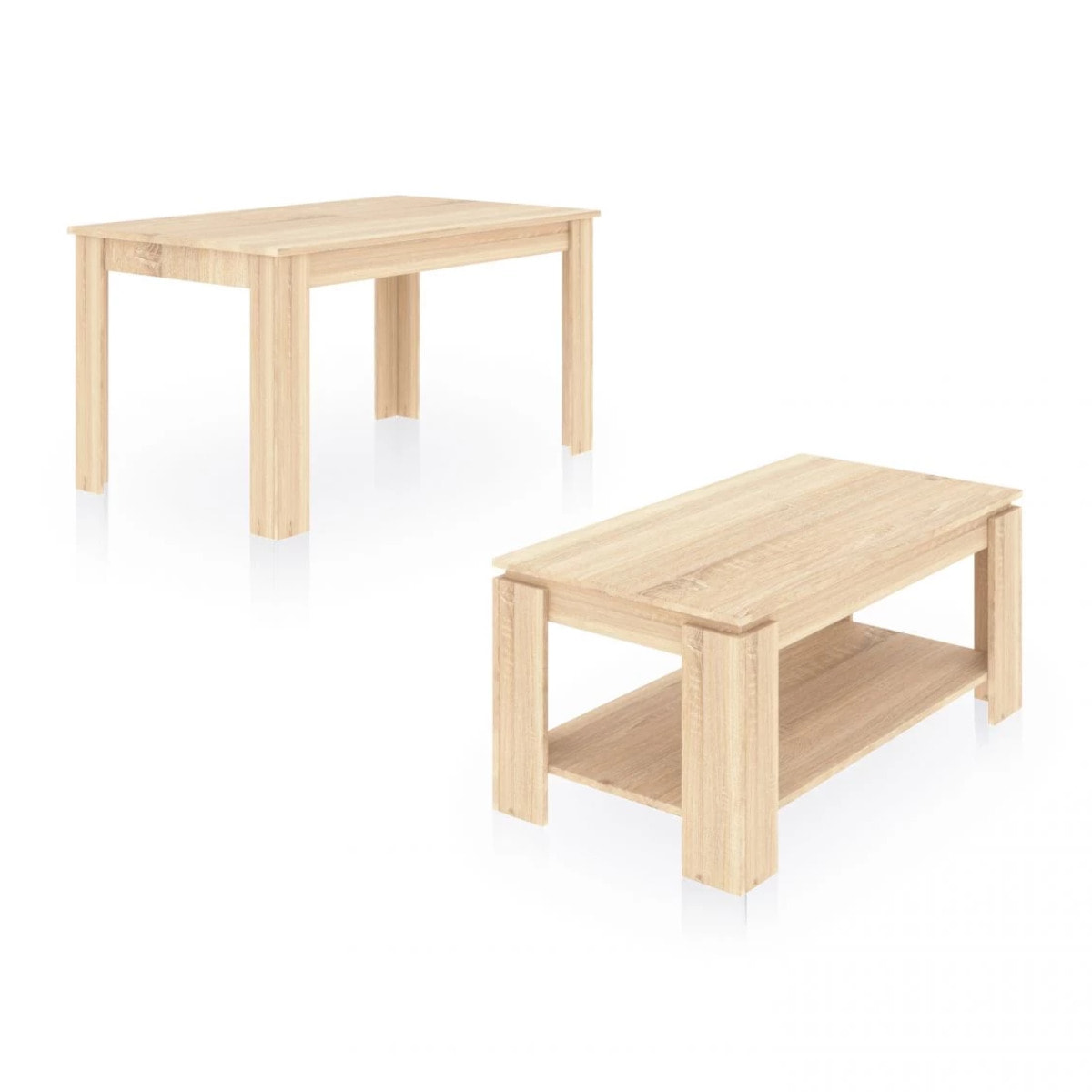 Pack mesa de comedor 140 y mesa de centro Lya Roble Canadian