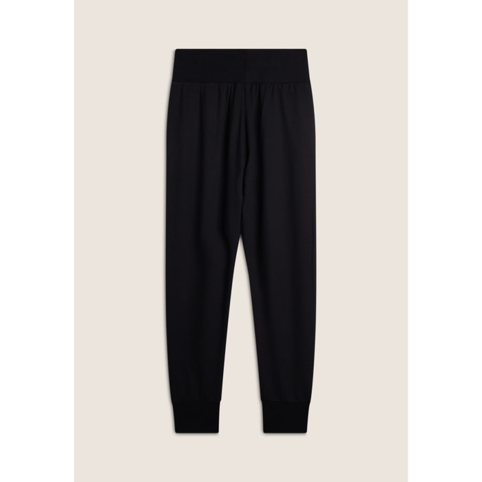 Pantalone jogger donna comfort con vita alta e maxi polsini