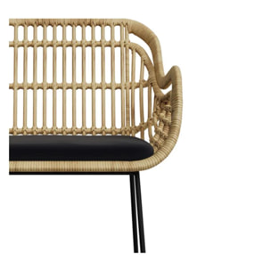 Chaise de bar en rotin naturel et pieds en métal noir 71 cm - Chiloe