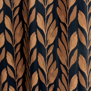 Rideau motif végétal tamisant en coton recyclé - Noir