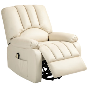 Fauteuil de relaxation électrique - fauteuil releveur inclinable - repose-pied ajustable - microfibre polyester beige clair