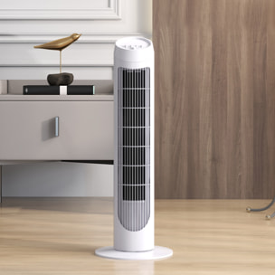 Ventilador de Torre 45W Ventilador Vertical Silencioso con 3 Velocidades Oscilación 70° para Salón Dormitorio Oficina Ø27x75 cm Blanco