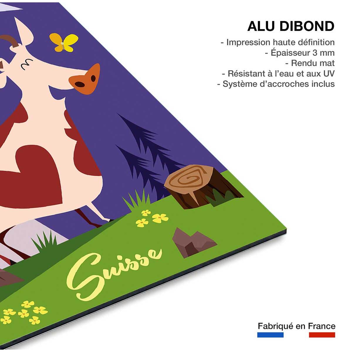 Tableau  l'amour des alpes suisse Tableau alu Dibond