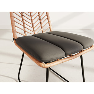 Forenza - lot de 4 chaises - effet rotin - coloris bois et noir - Noir / Bois