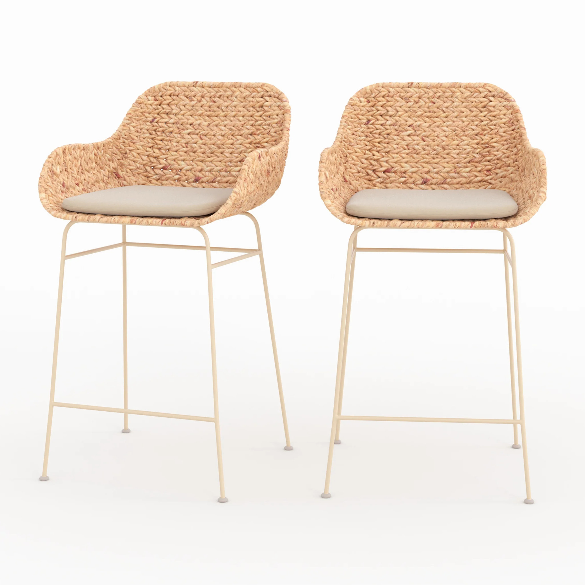 Lot de 2 chaises pour îlot central 66 cm en matière naturelle - Faro