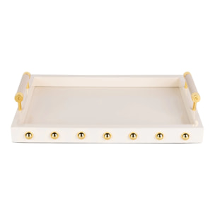 Bandeja Mdf / Acero Inox Beige 45x31x9 Cm