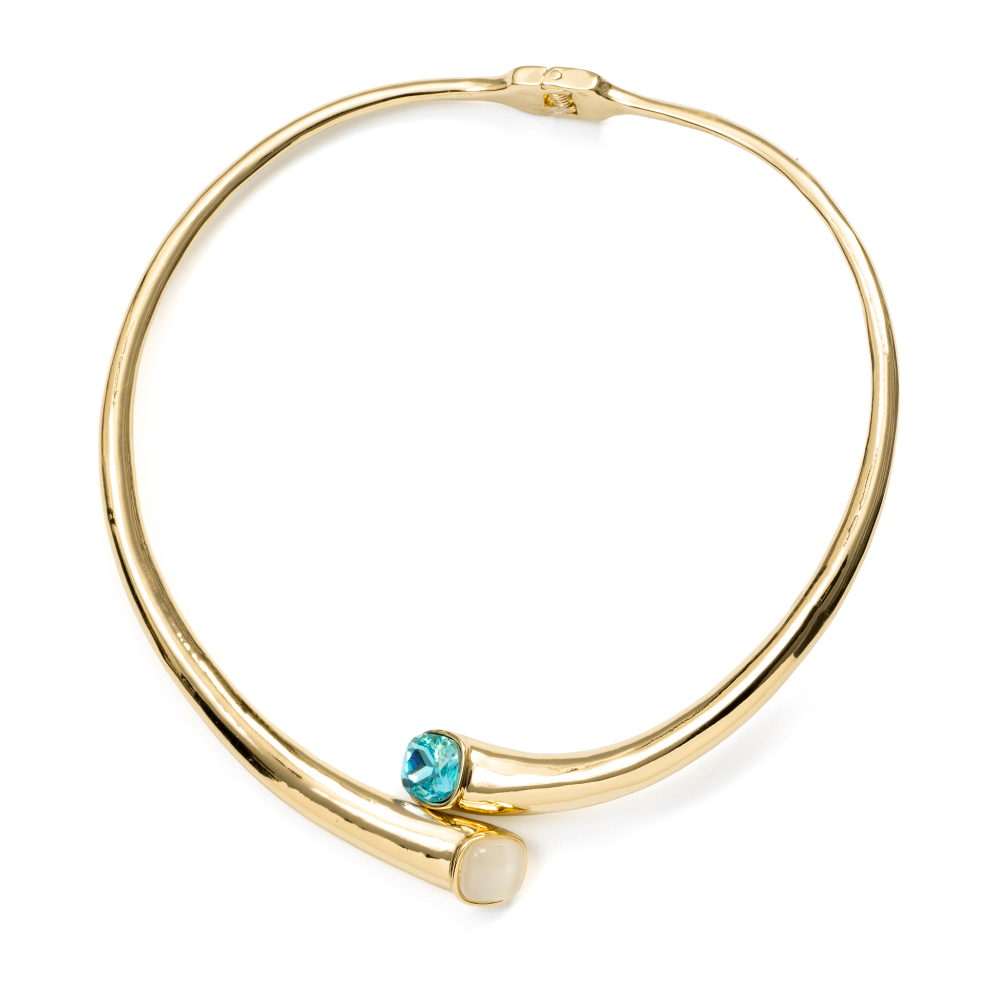 Collar de Cristal Azul acabado en oro amarillo de 18k