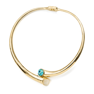 Collar de Cristal Azul acabado en oro amarillo de 18k