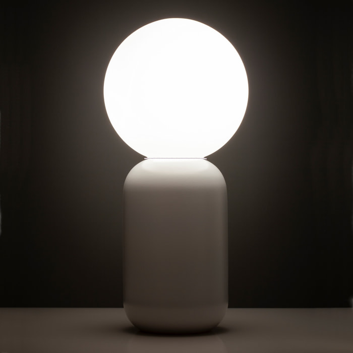 Lampe à poser Tomasucci CLIP, en céramique et verre, blanc, 14 × 14 × 32 cm