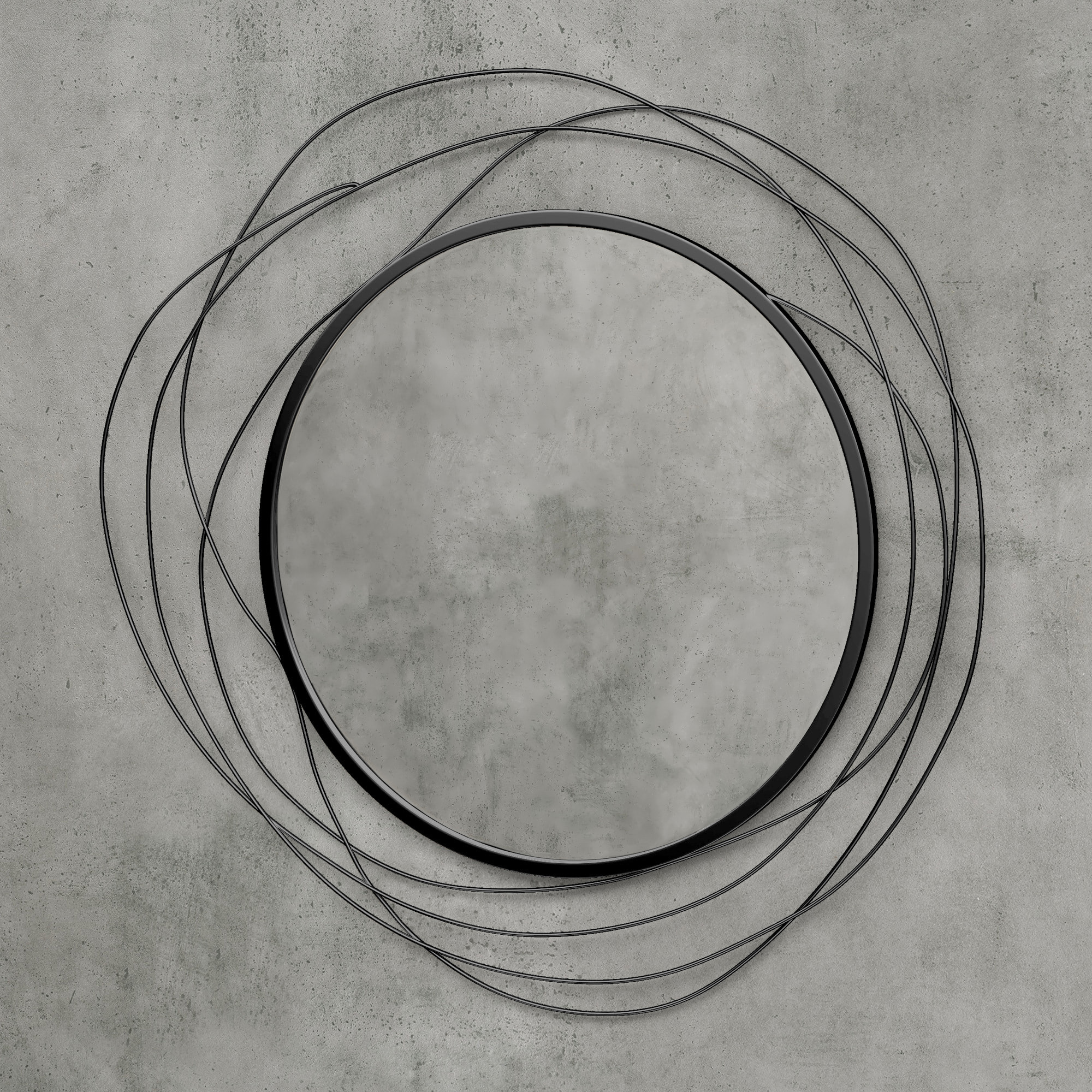 Miroir rond design moderne Ø 65 cm métal filaire noir