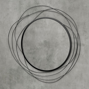 Miroir rond design moderne Ø 65 cm métal filaire noir