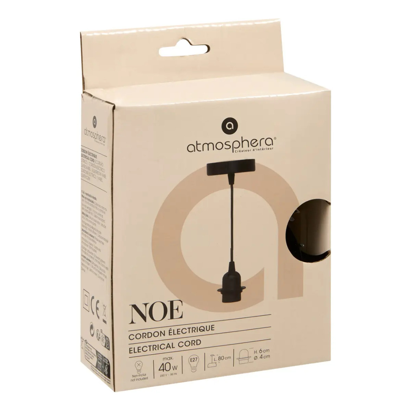 Cordon électrique Noe noir H100cm