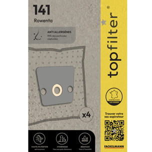 Lot de 4 sacs aspirateur Rowenta TopFilter Premium