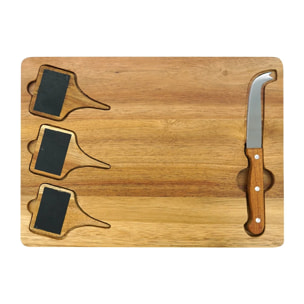 Plateau de fromages avec ardoises et couteau à fromage 32 x 23 cm Fackelmann