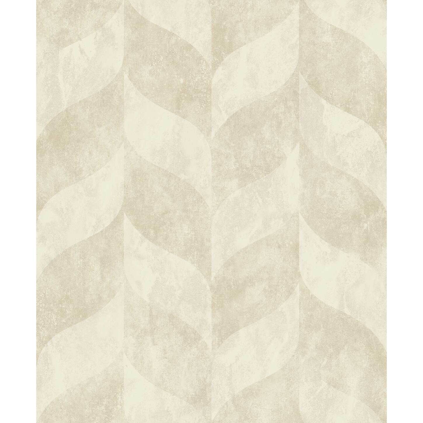Papier peint géométrique feuilles beige doré