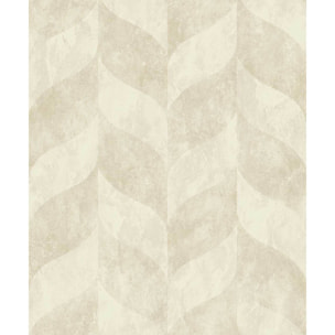 Papier peint géométrique feuilles beige doré