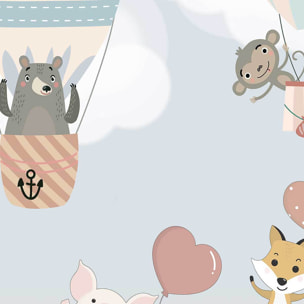 Affiche encadrée animaux et montgolfières enfant Affiche + cadre en métal - Noir