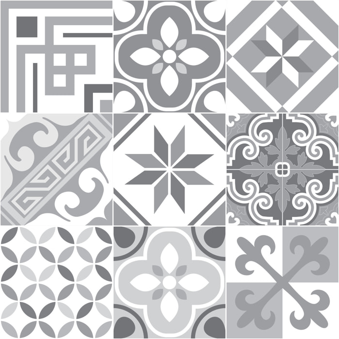 Stickers muraux - Sticker Mural Carrelage adhésif Cuisine Salle de Bain - 9 STICKERS CARREAUX DE CIMENT AZULEJOS CARMELITO