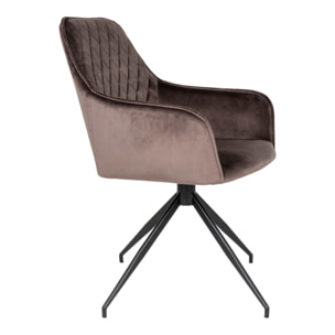 Sedia da pranzo girevole Harbo in velluto mushroom con base nera