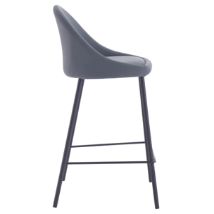 Lot de 2 chaises pour îlot central 65 cm en cuir synthétique gris - Misty