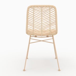 Lot de 2 chaises en rotin naturel et pieds beiges - Tamara