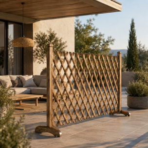 Griglia In Legno Pannello Estensibile Fino a 120 Cm Grigliato Divisorio Separè Alto 150 Cm Autoportante Per Balcone Giardino Terrazzo Piscina