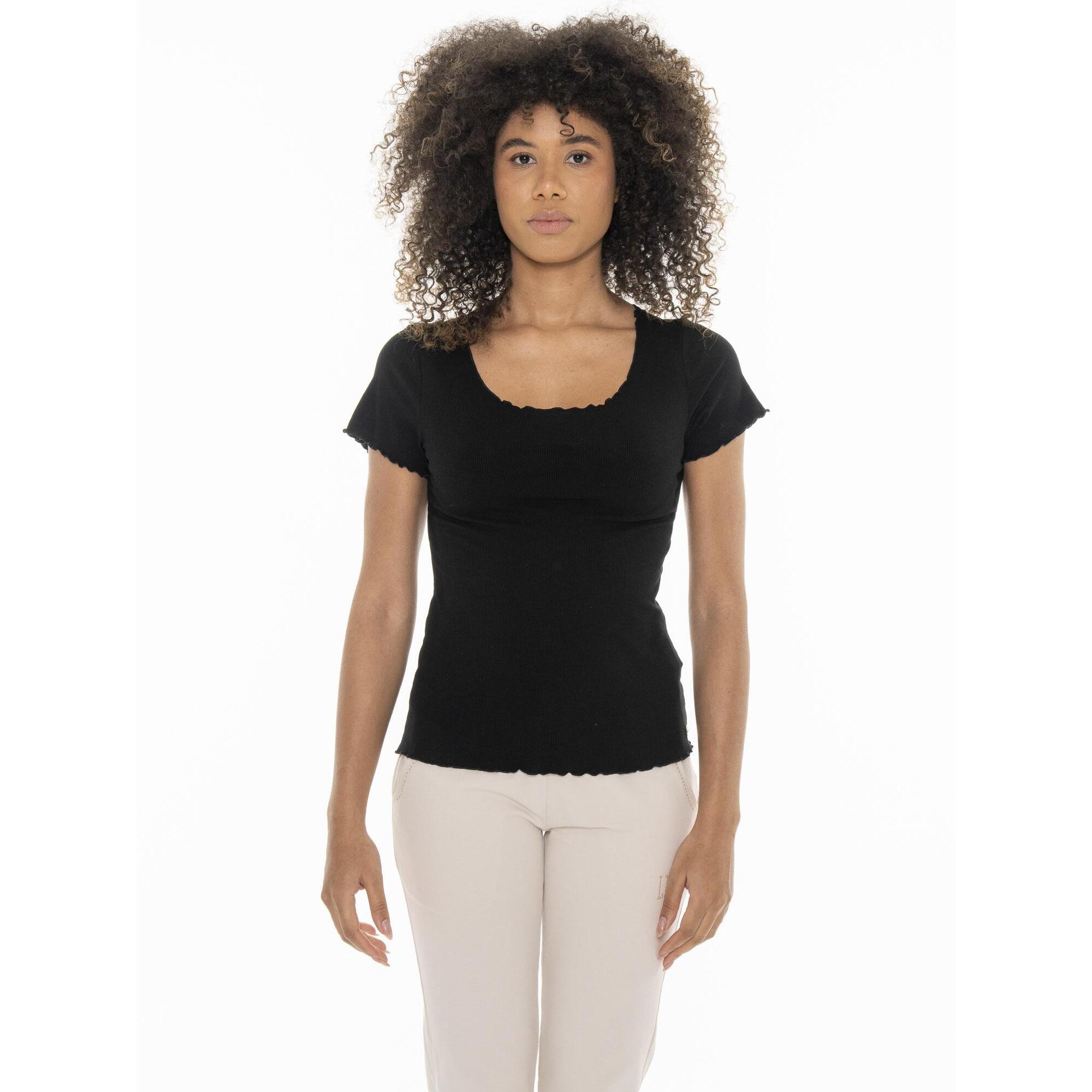 Camiseta mujer Leone Chic Gold canalé elástico