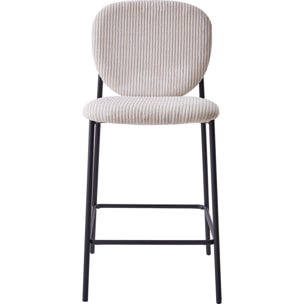 Lot de 2 tabourets de bar en velours côtelé - BETTY