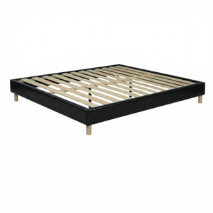Ensemble matelas Bali & sommier Cancun | Mémoire de forme et ressorts ensachés | Cadre à lattes | Simili cuir | Noir