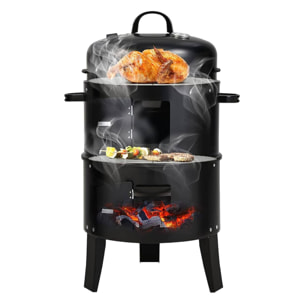 WELL HOME - Ahumador BBQ de Ø40x78cm con 2 parrillas y termómetro