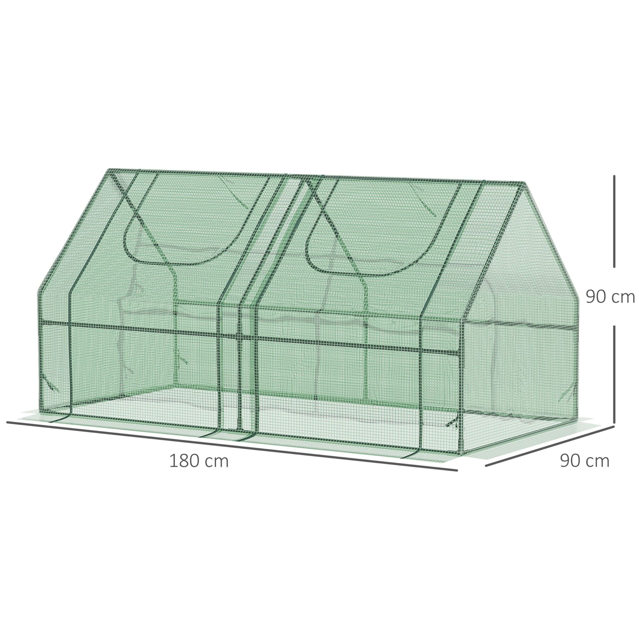 Invernadero Pequeño Invernadero de Exterior con Cubierta Doble Ventanas y Marco de Acero Invernadero para Cultivar Tomates Plantas Flores 180x90x90 cm Verde