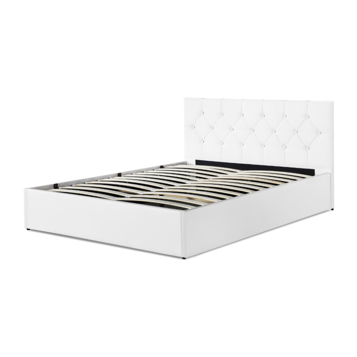 Lit coffre Hanna 140x190cm simili cuir blanc