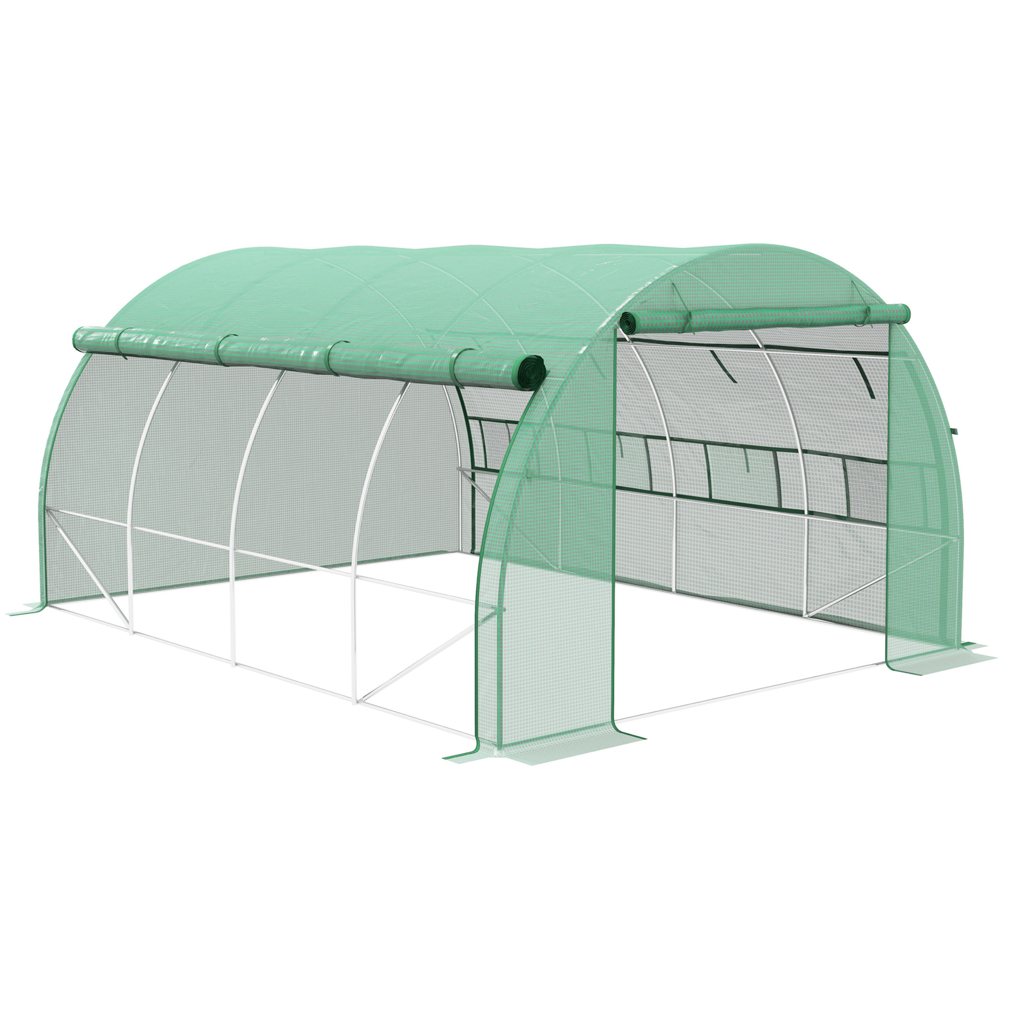 Invernadero de Exterior 4x3x2 m Invernadero de Túnel con Puerta y 8 Ventanas de Malla Enrollables Invernadero de Huerto para Patio Jardín Verde