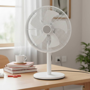 Well Home Ventilador de pie, Ø35cm, 35W, 3 velocidades, oscilación horizontal, 220-240V 50Hz, blanco mate