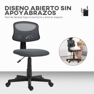 Silla de Oficina sin Brazos Silla de Escritorio Giratoria con Respaldo de Malla Transpirable Altura Ajustable Silla de Despacho Carga 120 kg Gris