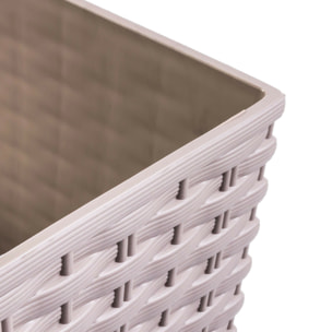Maceta efecto rattán 15,8 litros con cubilete para plantar en color mocca