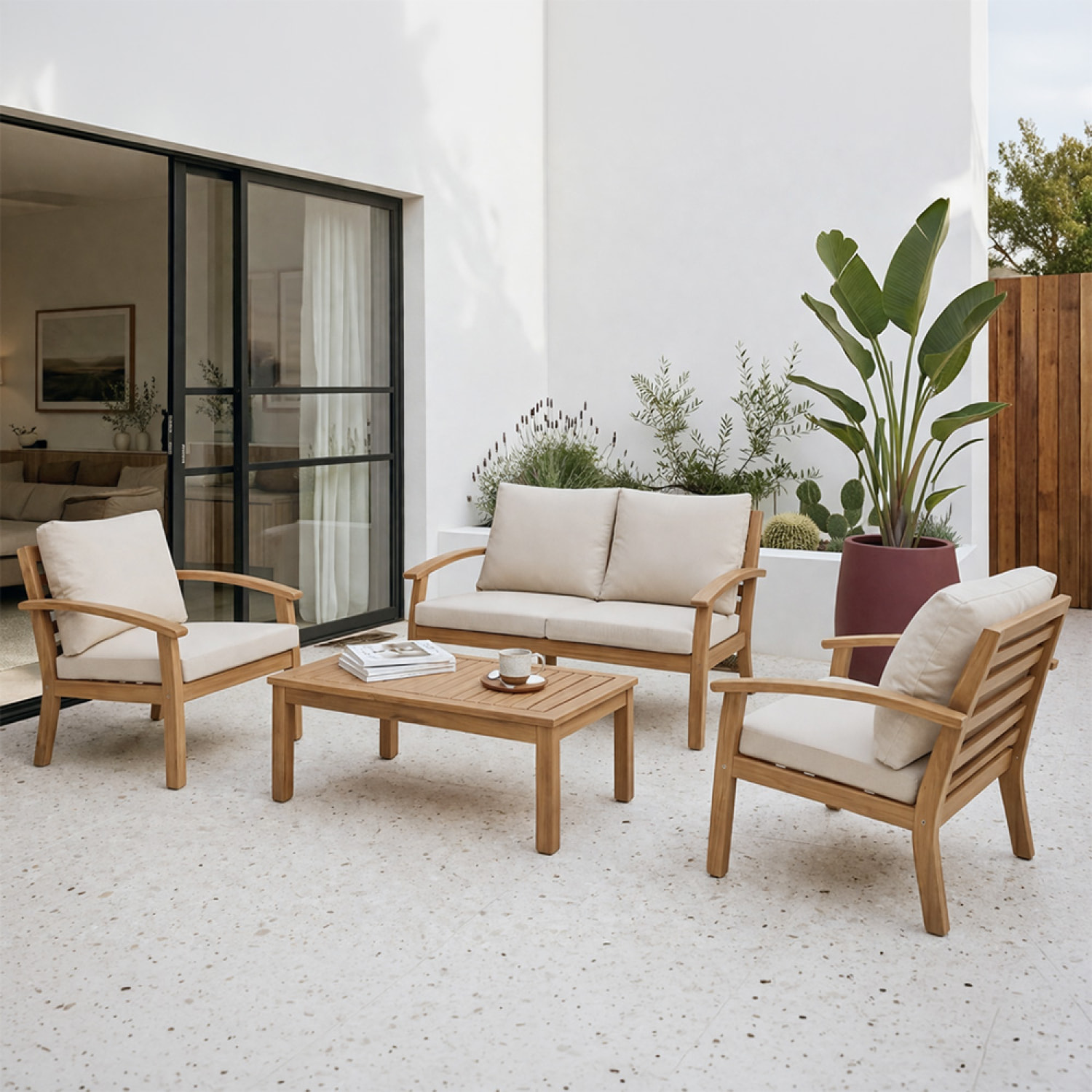 Salon de jardin 4 places en acacia PHAN