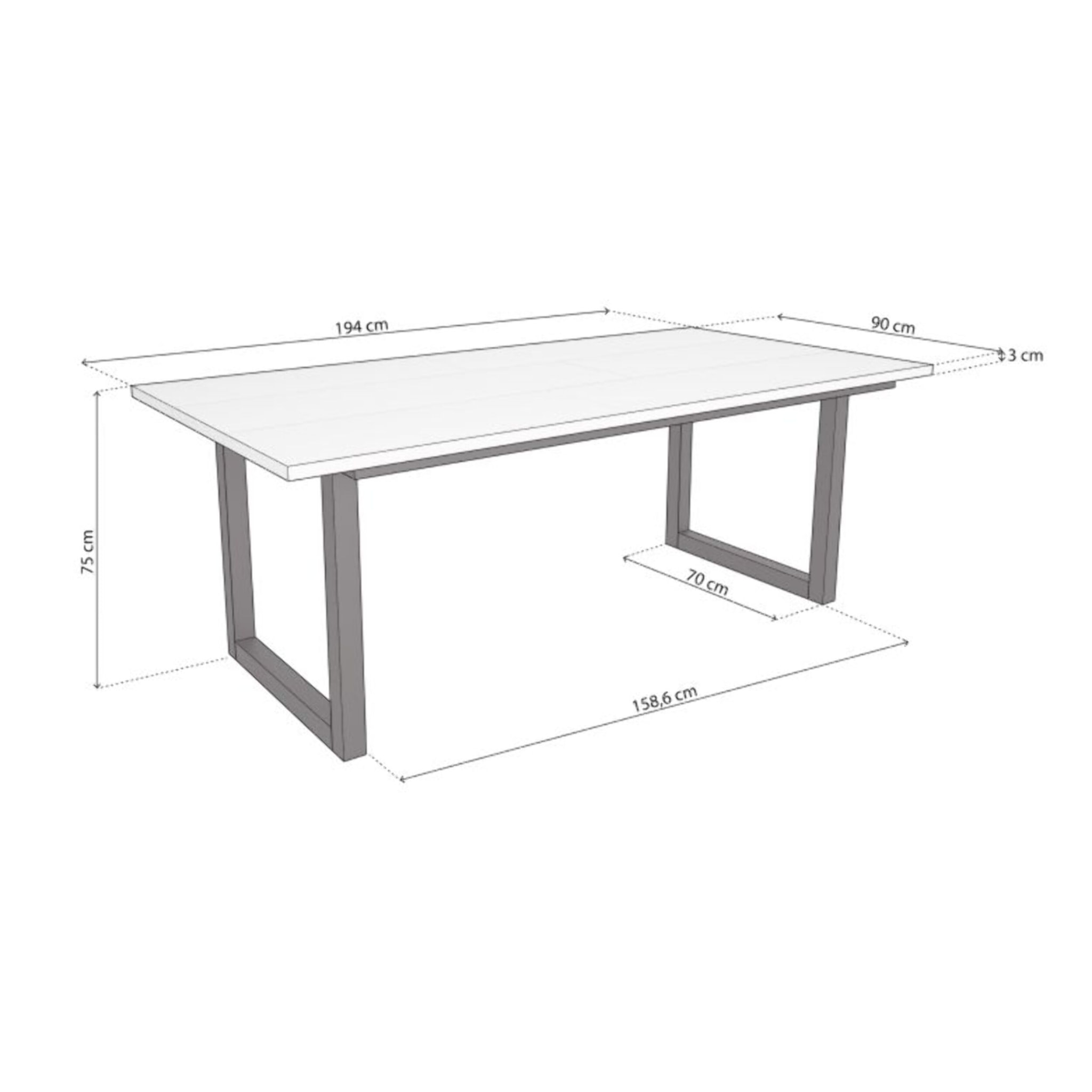 Mesa de comedor Altea 200 Blanco Negro