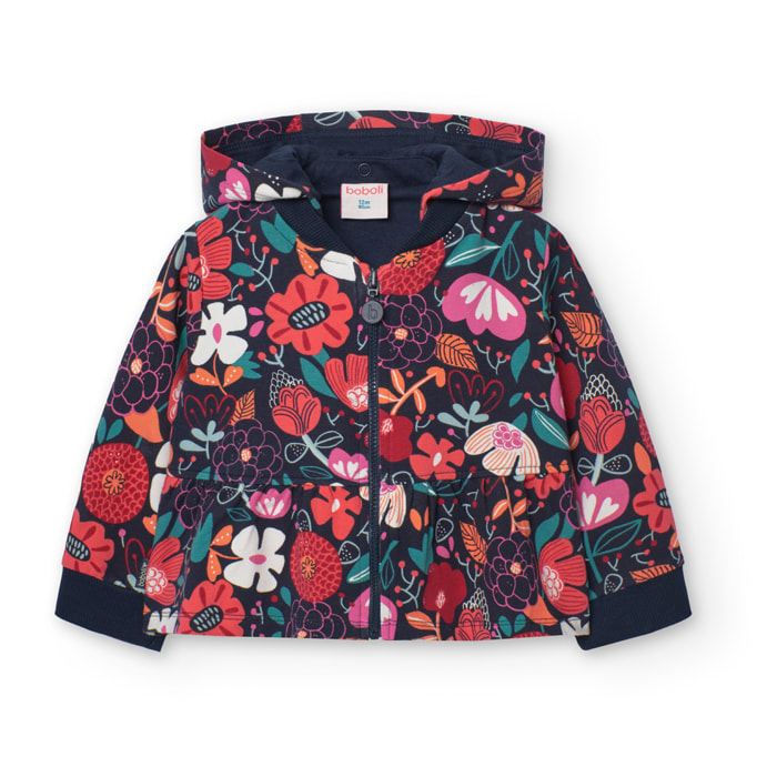Chaqueta felpa flores de bebé niña -BCI