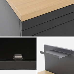 Cuisine extérieure acier et décor bois 2 portes 1 crochet L80cm MILOS