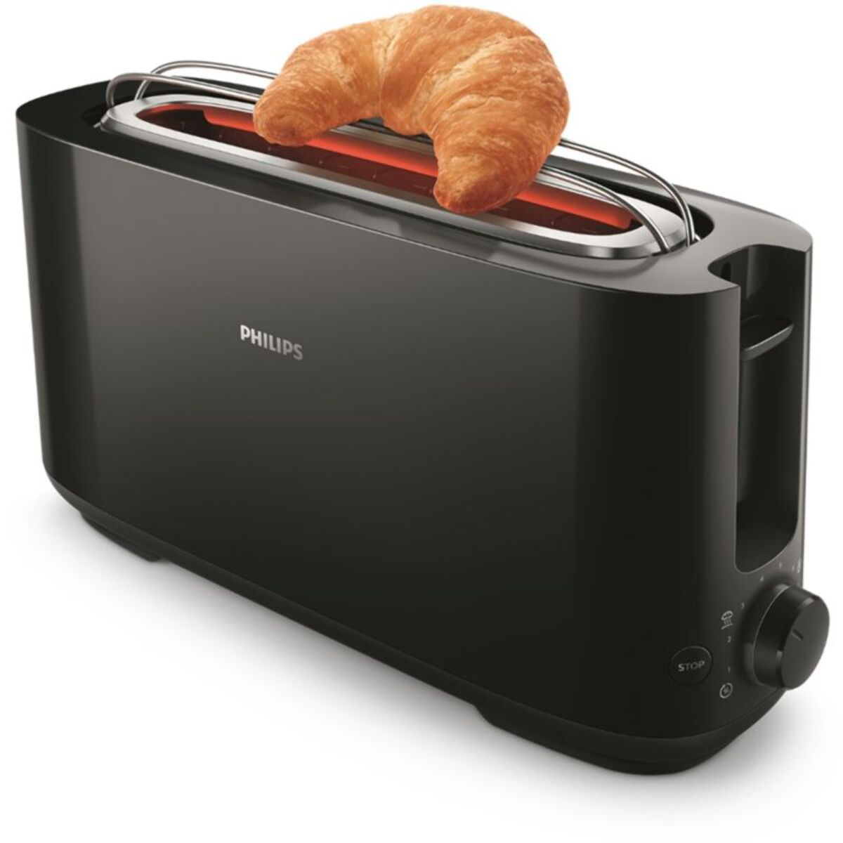 Grille-pain PHILIPS HD2590/90 Toaster noir Daily, 1 fente longue, 830W